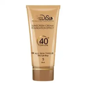 ضد آفتاب کرم پودری رنگی تیوبی انواع پوست SPF40 بژ خیلی روشن مدیسان
